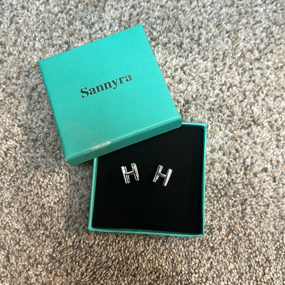 Initial Earrings - H